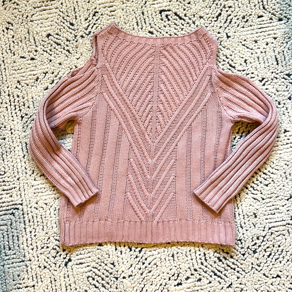 Altar’d State Pink Knit Sweater with Cutouts at Shoulders